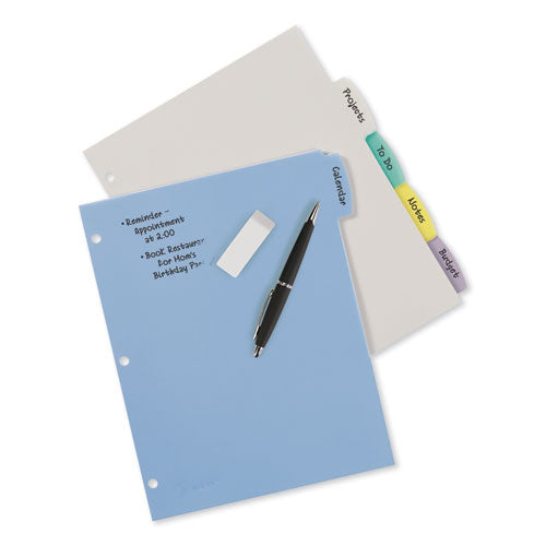 Write And Erase Big Tab Durable Plastic Dividers, 3-hole Punched, 5-tab, 11 X 8.5, Assorted, 1 Set