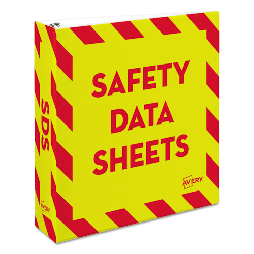 Heavy-duty Preprinted Safety Data Sheet Binder, 3 Rings, 1.5" Capacity, 11 X 8.5, Yellow/red
