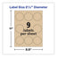 Round Brown Kraft Print-to-the-edge Labels, 2.5" Dia, 225/pk