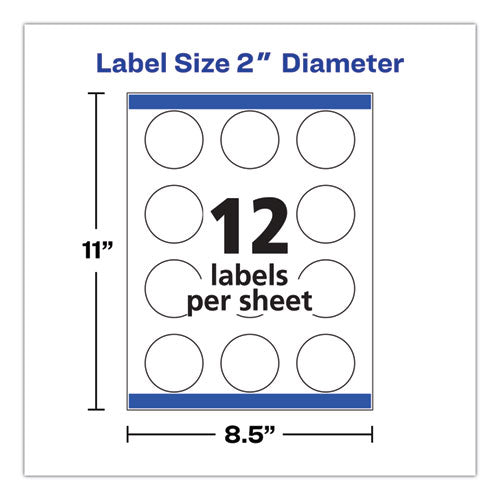 Round Print-to-the Edge Labels With Sure Feed And Easy Peel, 2" Dia, Glossy Clear, 120/pk