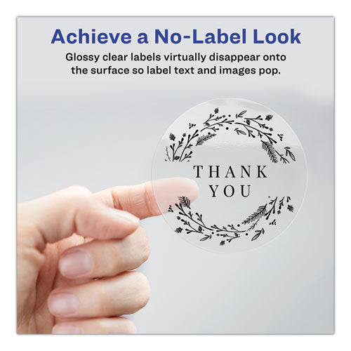 Round Print-to-the Edge Labels With Sure Feed And Easy Peel, 2" Dia, Glossy Clear, 120/pk