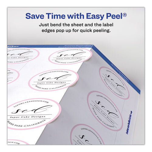 Round Print-to-the Edge Labels With Surefeed, 2.5" Dia, Glossy White, 90/pk