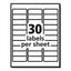 Labels, Laser Printers, 1 X 2.63, White, 30/sheet, 100 Sheets/box