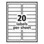 Labels, Laser Printers, 1 X 4, White, 20/sheet, 100 Sheets/box