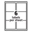 Labels, Laser Printers, 3.33 X 4, White, 6/sheet, 100 Sheets/box