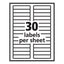 Labels, 0.66 X 3.44, White, 30/sheet, 50 Sheets/box