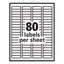 Labels, Inkjet/laser Printers, 0.5 X 1.75, White, 80/sheet, 100 Sheets/pack
