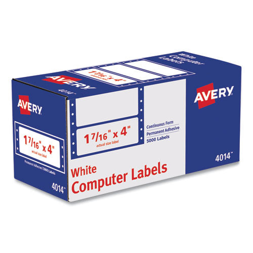 Dot Matrix Printer Mailing Labels, Pin-fed Printers, 0.94 X 3.5, White, 5,000/box