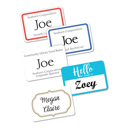 Flexible Adhesive Name Badge Labels, 3.38 X 2.33, White/red Border, 400/box