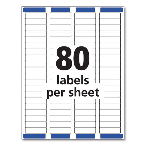 Easy Peel White Address Labels W/ Sure Feed Technology, Laser Printers, 0.5 X 1.75, White, 80/sheet, 100 Sheets/box