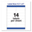 Easy Peel White Address Labels W/ Sure Feed Technology, Laser Printers, 1.33 X 4, White, 14/sheet, 25 Sheets/pack