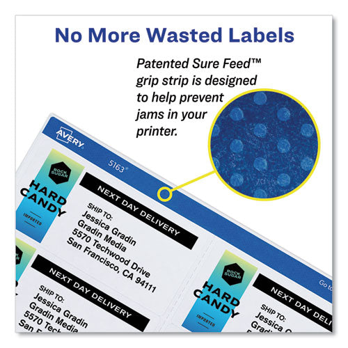 Shipping Labels W/ Trueblock Technology, Laser Printers, 3.33 X 4, White, 6/sheet, 25 Sheets/pack