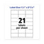 Copier Mailing Labels, Copiers, 1.5 X 2.81, White, 21/sheet, 100 Sheets/box