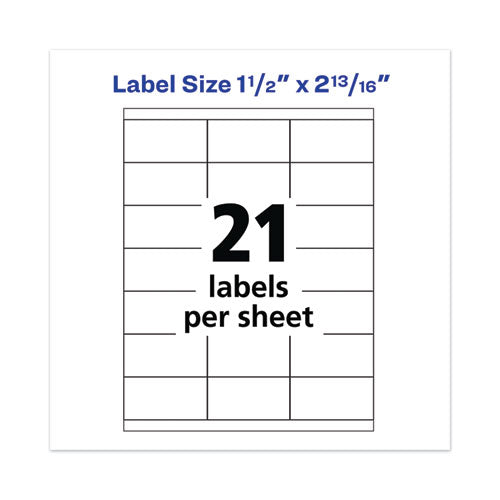 Copier Mailing Labels, Copiers, 1.5 X 2.81, White, 21/sheet, 100 Sheets/box