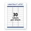 Waterproof Address Labels With Trueblock And Sure Feed, Laser Printers, 1 X 2.63, White, 30/sheet, 50 Sheets/pack