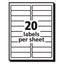 Matte Clear Easy Peel Mailing Labels W/ Sure Feed Technology, Laser Printers, 1 X 4, Clear, 20/sheet, 50 Sheets/box