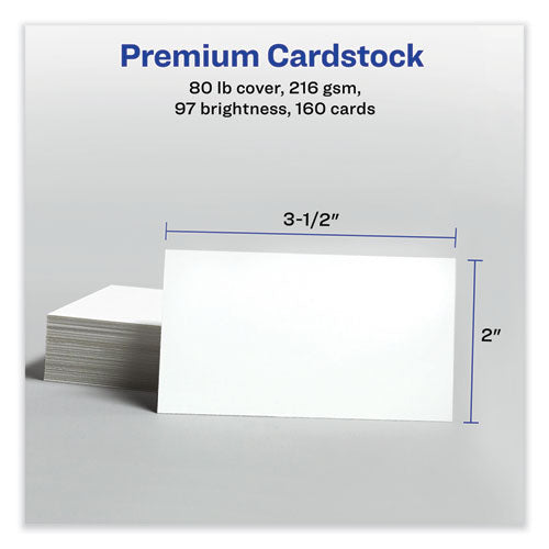 Print-to-the-edge Microperf Business Cards W/sure Feed Technology, Color Laser, 2x3.5, White, 160 Cards, 8/sheet,20 Sheets/pk