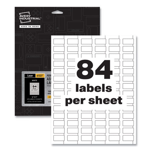 Permatrack Durable White Asset Tag Labels, Laser Printers, 0.5 X 1, White, 84/sheet, 8 Sheets/pack