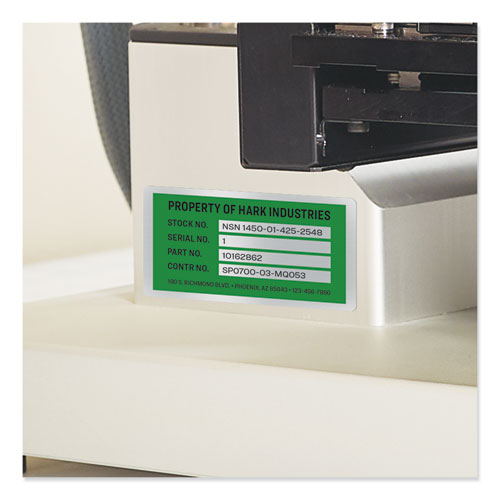 Permatrack Metallic Asset Tag Labels, Laser Printers, 1.25 X 2.75, Silver, 14/sheet, 8 Sheets/pack