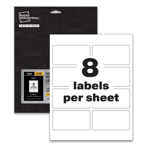 Permatrack Durable White Asset Tag Labels, Laser Printers, 2 X 3.75, White, 8/sheet, 8 Sheets/pack