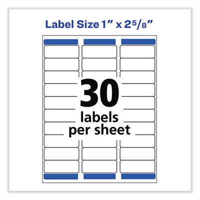 Removable Multi-use Labels, Inkjet/laser Printers, 1 X 2.63, White, 30/sheet, 25 Sheets/pack