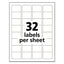 Durable Permanent Id Labels With Trueblock Technology, Laser Printers, 1.25 X 1.75, White, 32/sheet, 50 Sheets/pack