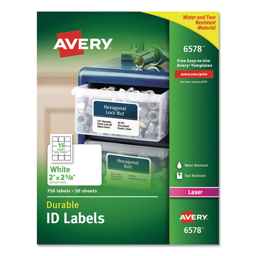 Durable Permanent Id Labels With Trueblock Technology, Laser Printers, 1.25 X 1.75, White, 32/sheet, 50 Sheets/pack