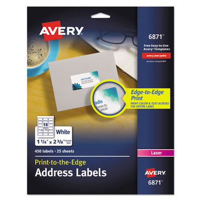 Vibrant Laser Color-print Labels W/ Sure Feed, 1.25 X 2.38, White, 450/pack