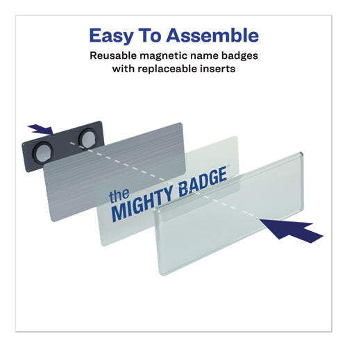 The Mighty Badge Name Badge Inserts, 1 X 3, Clear, Laser, 20/sheet, 5 Sheets/pack