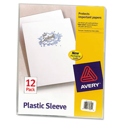 Clear Plastic Sleeves, Letter Size, Clear, 12/pack