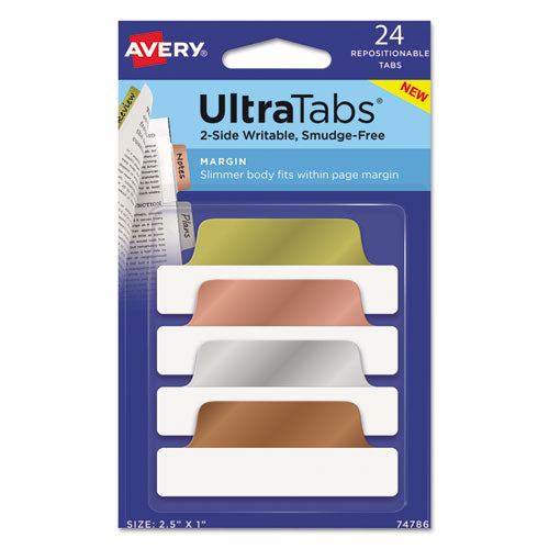 Ultra Tabs Repositionable Tabs, Standard: 2" X 1.5", 1/5-cut, Assorted Neon Colors, 24/pack