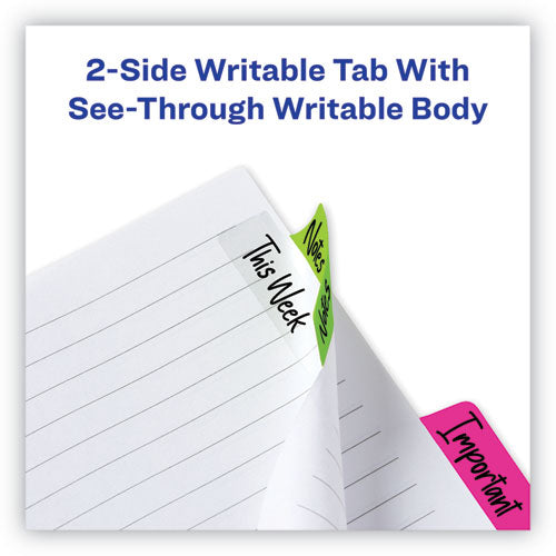 Ultra Tabs Repositionable Tabs, Margin Tabs: 2.5" X 1", 1/5-cut, Assorted Neon Colors, 24/pack