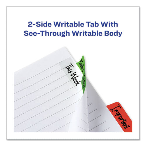 Ultra Tabs Repositionable Tabs, Margin Tabs: 2.5" X 1", 1/5-cut, Assorted Colors, 24/pack