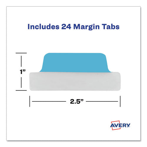 Ultra Tabs Repositionable Tabs, Margin Tabs: 2.5" X 1", 1/5-cut, Assorted Colors, 24/pack