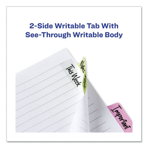 Ultra Tabs Repositionable Tabs, Margin Tabs: 2.5" X 1", 1/5-cut, Assorted Pastel Colors, 24/pack