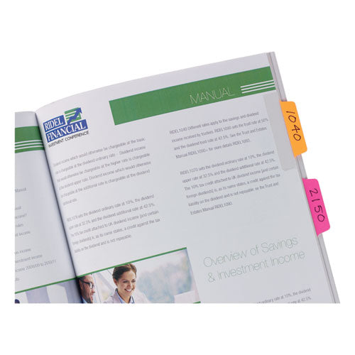 Ultra Tabs Repositionable Tabs, Margin Tabs: 2.5" X 1", 1/5-cut, Assorted Neon Colors, 48/pack