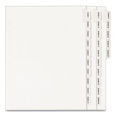 Preprinted Legal Exhibit Side Tab Index Dividers, Allstate Style, 25-tab, Exhibit 1 To Exhibit 25, 11 X 8.5, White, 1 Set