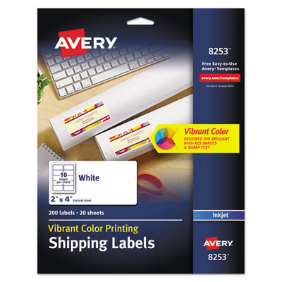 Vibrant Inkjet Color-print Labels W/ Sure Feed, 2 X 4, Matte White, 200/pk