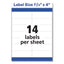 Easy Peel White Address Labels W/ Sure Feed Technology, Inkjet Printers, 1.33 X 4, White, 14/sheet, 100 Sheets/box