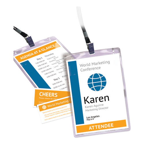 Lanyard-style Badge Holder W/laser/inkjet Inserts, Top Load, 4.25 X 6, We, 25/pk