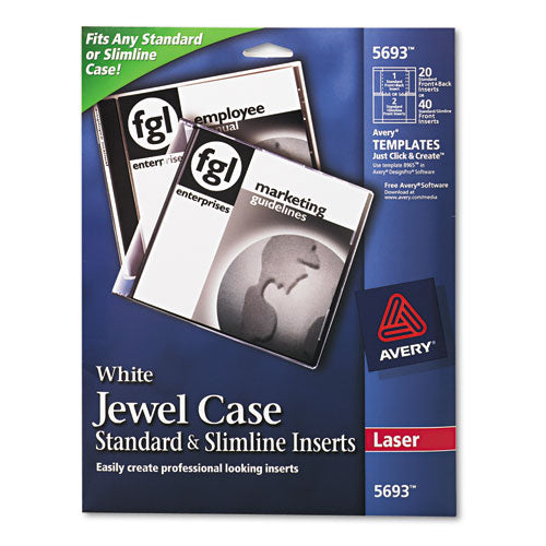 Inkjet Cd/dvd Jewel Case Inserts, Matte White, 20/pack