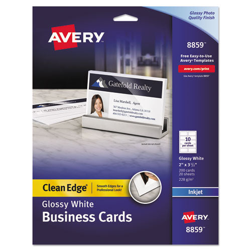 True Print Clean Edge Business Cards, Inkjet, 2 X 3.5, Glossy White, 200 Cards, 10 Cards Sheet, 20 Sheets/pack