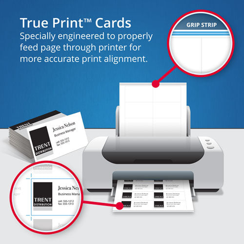 True Print Clean Edge Business Cards, Inkjet, 2 X 3.5, White, 1,000 Cards, 10 Cards/sheet, 100 Sheets/box