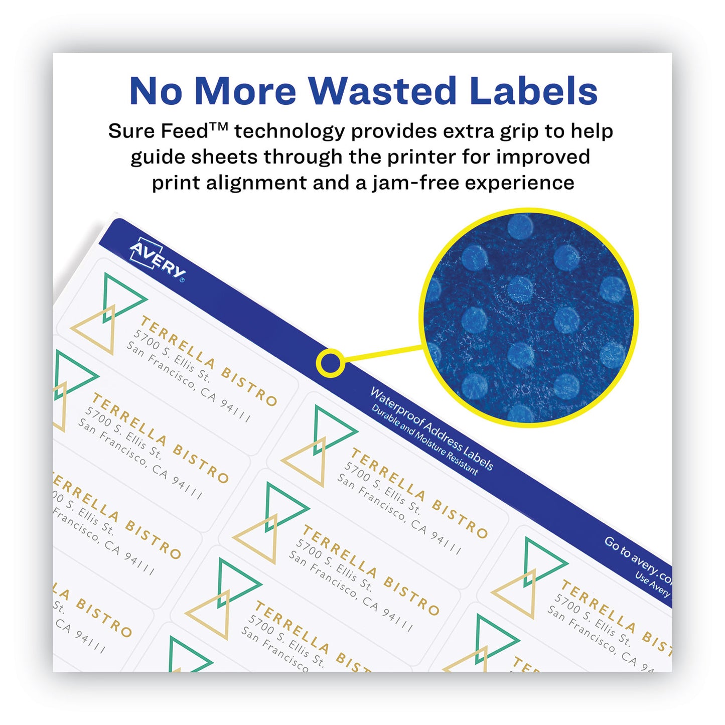 Waterproof Shipping Labels With Trueblock And Sure Feed, Laser Printers, 2 X 4, White, 10/sheet, 500 Sheets/box