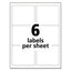 White Shipping Labels-bulk Packs, Inkjet/laser Printers, 3.33 X 4, White, 6/sheet, 250 Sheets/box