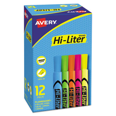 Hi-liter Desk-style Highlighters, Assorted Ink Colors, Chisel Tip, Assorted Barrel Colors, Dozen