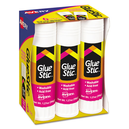 Permanent Glue Stic Value Pack, 0.26 Oz, Applies Purple, Dries Clear, 6/pack