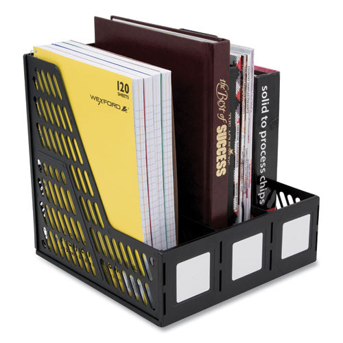 Literature File, Three Slots, 10 X 10 X 10.25, Black