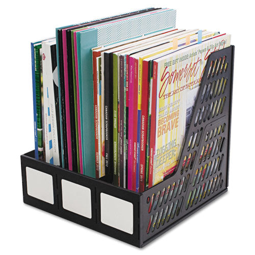 Literature File, Three Slots, 10 X 10 X 10.25, Black