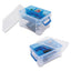 Super Stacker Divided Storage Box, 6 Sections, 10.38" X 14.25" X 6.5", Clear/blue